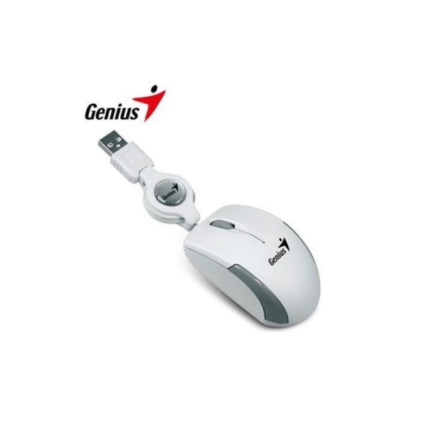 Mouse alámbrico usb óptico retráctil blanco