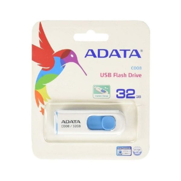 MEMORIA ADATA  USB 2.0 C008  RETRACTIL 32GB BLANCA