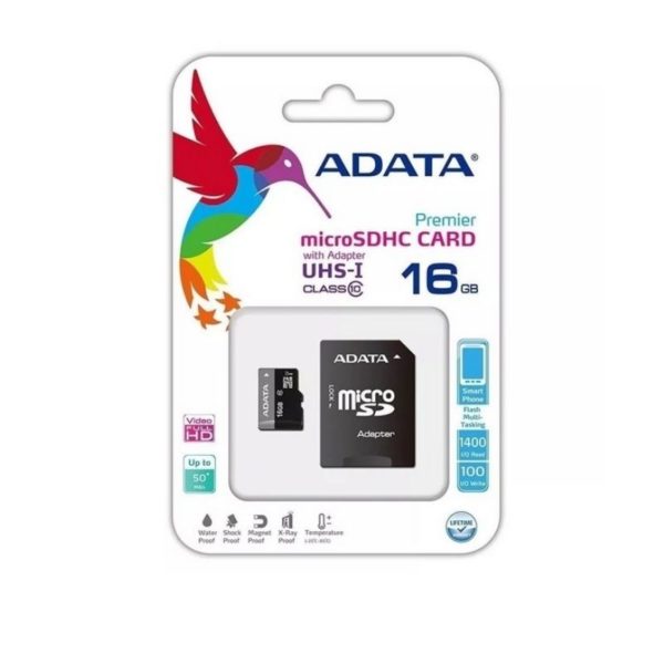 ADATA MEMORIA MICRO SD CON ADAPTADOR SD CLASS 10 UHS 16GB