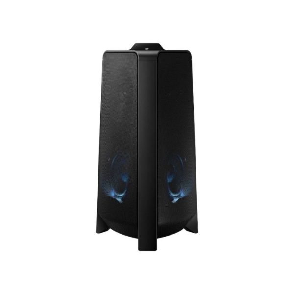 Torre de sonido Samsung, Sonido bidireccional (500 vatios), Diseño exclusivo, Resistente a salpicaduras, Potenciador de bajos, Luces LED para fiesta, Conexión multiple de Bluetooth, Group Play