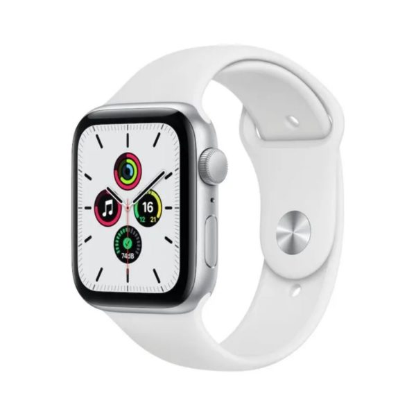 Apple Watch SE GPS, 44mm Silver Aluminium Case with White Sport Band