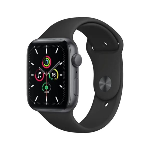 Apple Watch SE GPS, 44mm Space Gray Aluminium Case with Black Sport Band