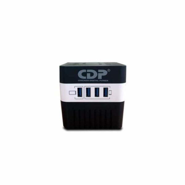 Regulador CDP 4 salidas reguladas, 4 puertos cargadores USB 1 para tablet y 3 para smartp