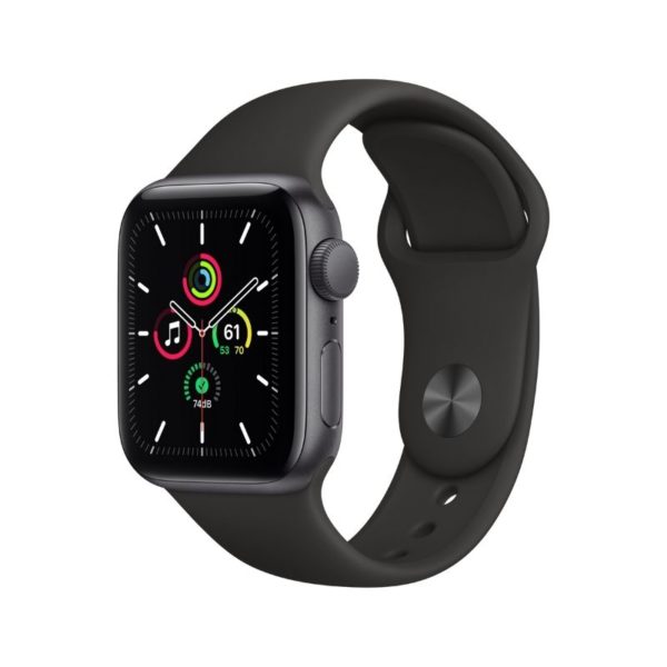 Apple Watch SE GPS, 40mm Space Gray Aluminium Case with Black Sport Band
