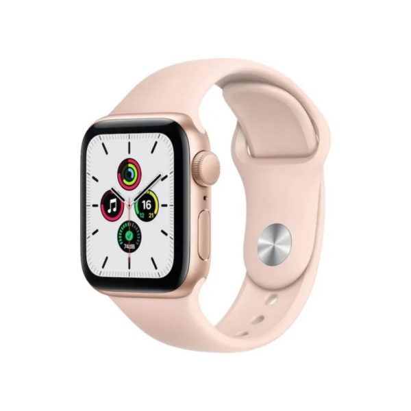 Apple Watch SE GPS, 40mm Gold Aluminium Case with Pink Sand Sport Band
