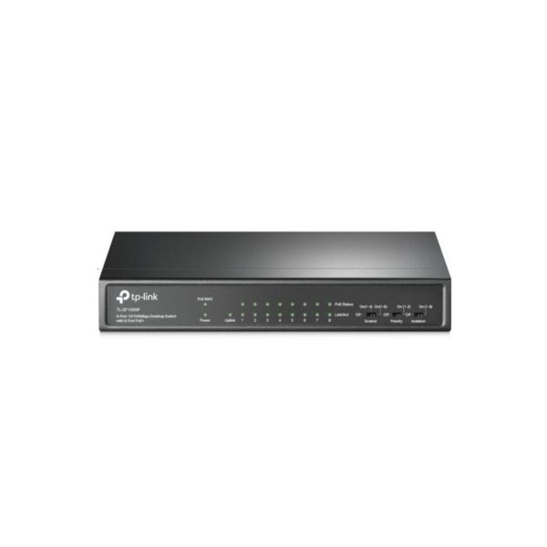 Switch TPLINK PoE de escritorio de 9 puertos a 10/100 Mbps con PoE + de 8 puertos, 8 puertos PoE + de 10/100 Mbps,