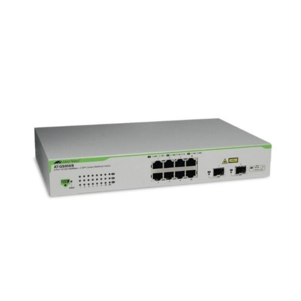 Switches Allied telesis 8-port 10/100/1000T eco-friendly WebSmart switch with 2 SFP combo ports