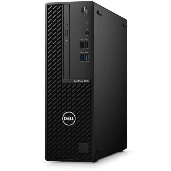PC Dell OptiPlex 3080 SFF, Intel Core i5-10505 de décima generación (6 núcleos, caché de 12 MB, 3,2 GHz a 4,6 GHz, 65 W), 8GB, 1x8GB, memoria DDR4 no ECC, Unidad de disco duro SATA de 3,5 pulgadas y 1 TB a 7200 rpm, Unidad de disco óptico de 8x DVD +/- RW de 9,5 mm, Windows 10 Pro 64bit Inglés, francés, español, Sin tarjeta LAN inalámbrica, 3 años