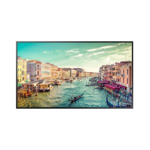 Monitor industrial  QM55B Tamaño: 55", Resolución 3840X2160 (16:9) 4K UHD, Brillo 500nit, Certificación contra polvo IP5X,  Contraste: 4000:1, Características: uso 24 horas/día, Panel Antirreflectivo, Sensor IR Central (Tras el panel), altavoces 10Wx2 ,Web Browser, WiFi, 8GB almacenamiento, , HDMI 2.0 x3, Display Port 1.2x1, Audio mini Jack, RS232C