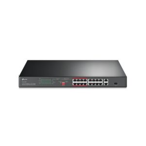 Switch TPLINK  para montaje en rack de 16 puertos PoE+ 10/100 Mbps + 2 puertos Gigabit
