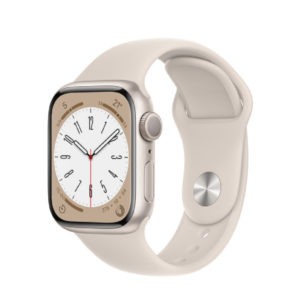 Apple Watch Series 8 (GPS) - Caja de aluminio en blanco estrella de 41 mm - Correa deportiva blanco estrella - Talla única